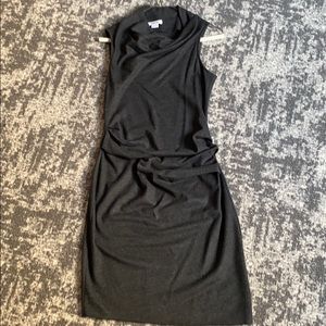 Helmet Lang ruched grey flannel dress